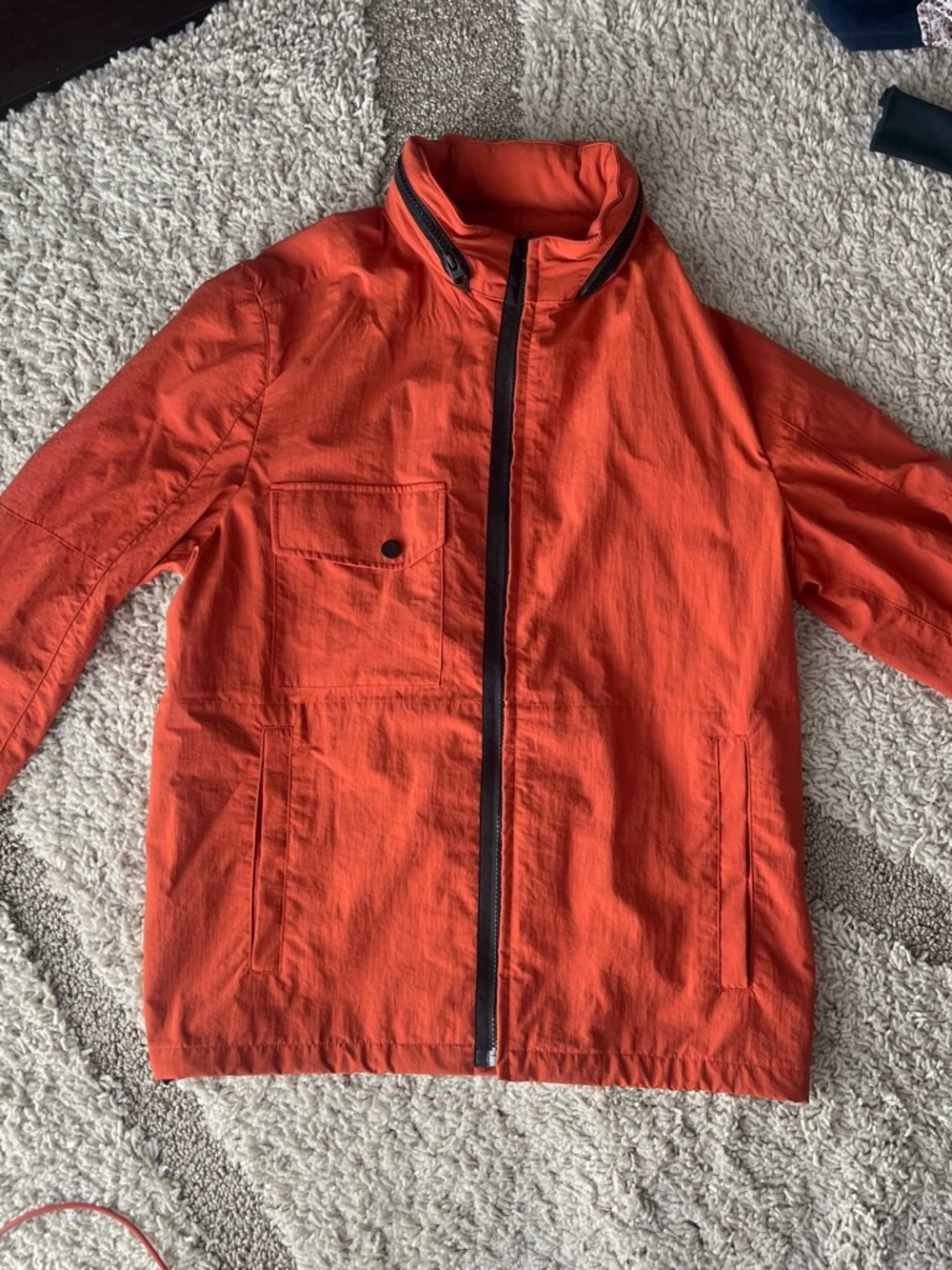 Zara Men's Bright Orange Zip-Up Shirt Jacket